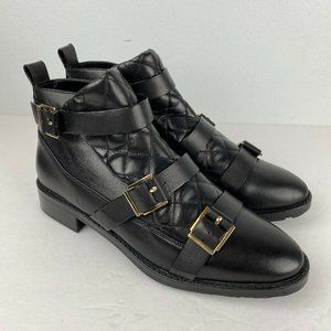 Zara Chelsea Boots Black Quilted Leather 40 / 9 US